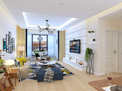 凉都人和园三居111平北欧风格装修案例