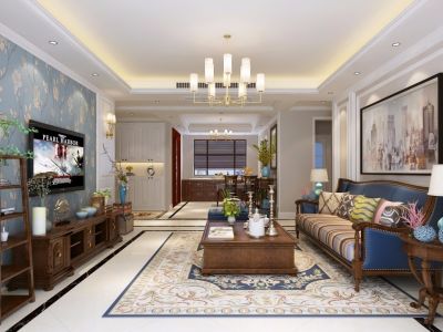 百兴华府三居143平美式风格装修案例