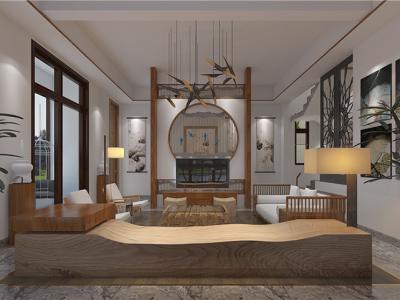 181平新中式风格别墅装修案例