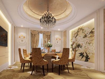 三居室155平美式风格家装图片