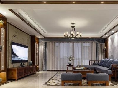 万科白沙润园四居150平新中式风格装修案例