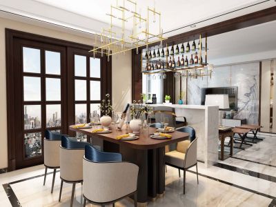 华硕天韵148平米三居室中式风格装修设计效果图