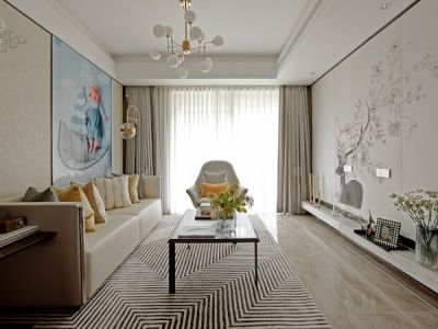 上海长滩现代风格90平米两居室装修效果图