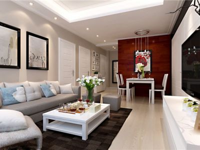 三居室115平现代风格家装图片