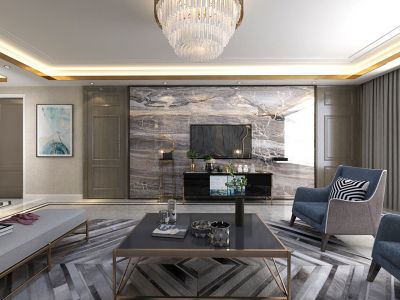 西城风景180㎡四居室轻奢风格装修设计效果图