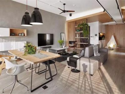 三居室103平现代简约风格装修图片