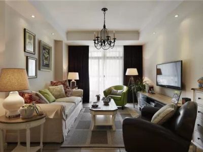 三居室93平美式风格家装图片