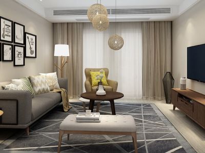 鹏欣水游城126平三居室装修北欧风格