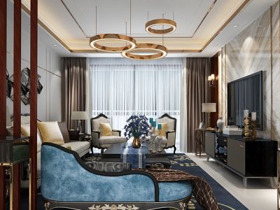玖珑湾129平三居室装修新中式风格展示