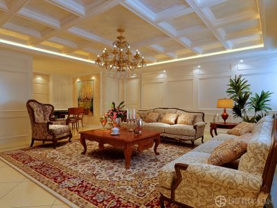 虹桥融景欧式风格289平米别墅装修效果图