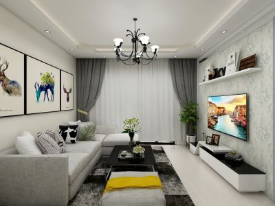 二居室96平现代简约风格家装图片