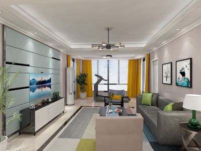 三居室118平现代风格家装图片