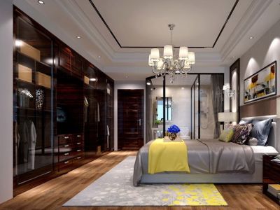 山水四季城106平米三居室新中式风格装修设计效果图