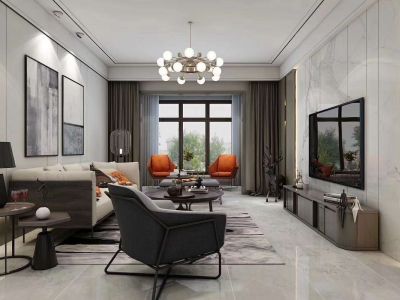 紫裕兰庭132平米三居室装修轻奢风格案例