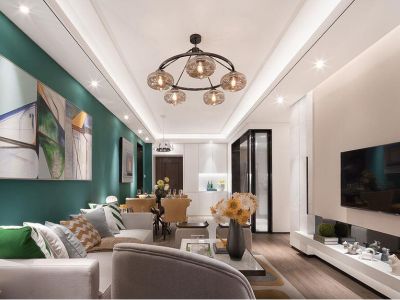 奥林匹克花园128平米三居室装修现代轻奢风格案例欣赏