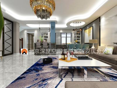 怀宁县高河别墅380平米轻奢风格效果图案例