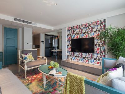 三居室91平混搭风格家装案例