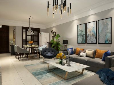 三居室132平混搭风格家装案例