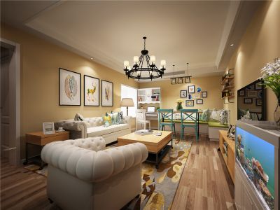 二居室85平美式田园风格家装案例