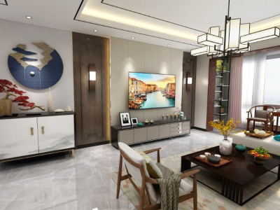 半岛国际半岛国际120平米三居室新中式风格装修设计效果图