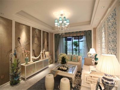 颍河水岸113平米新中式风格装修效果图