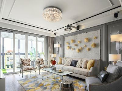 保利堂悦美式风格72平米两居室装修效果图