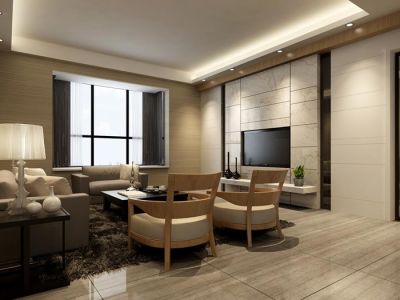 现代风格128平三居家装案例效果图