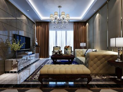 龙湖拉特芳斯102平三居简欧风格装修案例