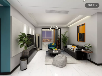 金色龙湾97平米北欧风三居室装修案例