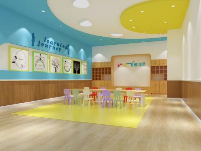 现代简约1000平培训机构装修案例