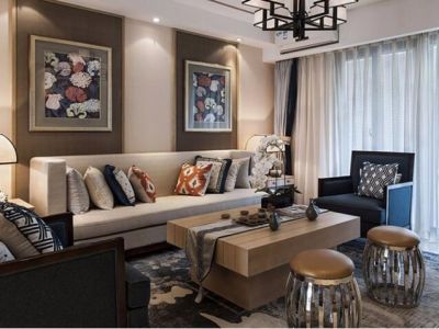 林泉秦苑三居室装修简中式风格案例欣赏