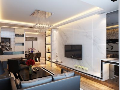 天鹅湾现代三居80平装修案例