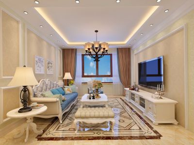 永泰城欧式豪华三居110平装修案例