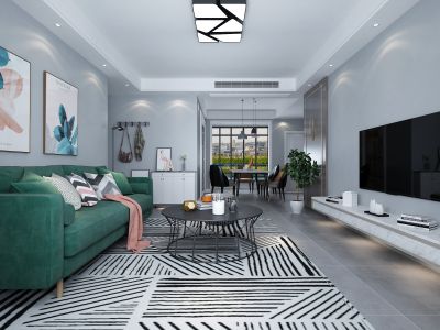 恒泰世家121平米北欧风格三居室装修案例