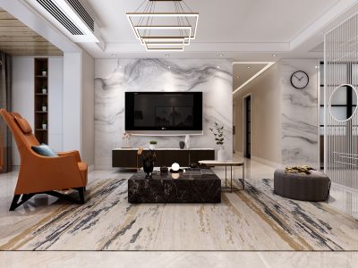 功臣御苑113平米新中式风格三居室装修案例