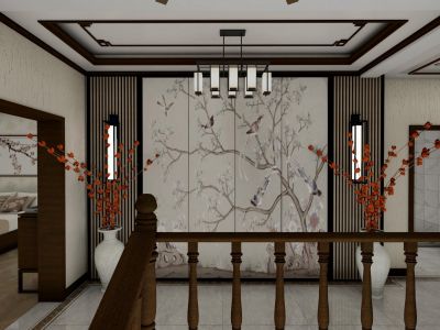 金石滩君海240平米别墅中式装修案例