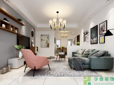 宇信凯旋公馆平现代简约三居室104平米