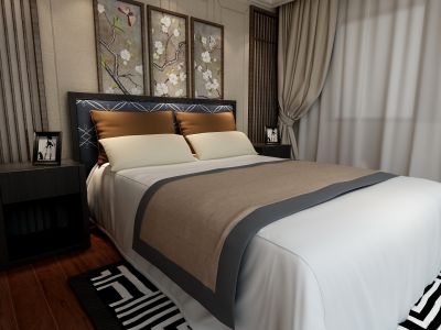 华润昆仑域15平米中式风格三居室装修案例