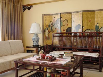 英伦豪庭126平米中式三居装修案例