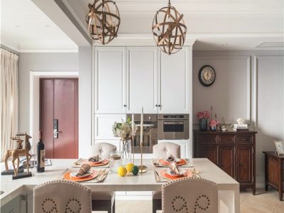 华润幸福里118平米三居室装修优雅美式风格案例解析