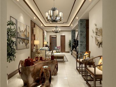 源盛公园里200平别墅混搭风格