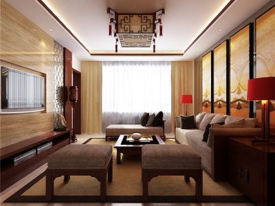 毅德融城122平米三居室中式风格装修案例