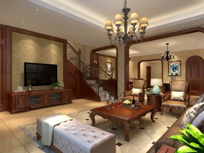 香蜜湖一号别墅339平美式风格装修案例