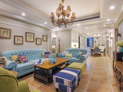 芳辰丽阳130平三居美式风格装修案例