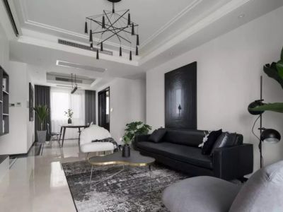 同进君望三居102平现代风格装修案例