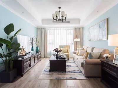 江南理想三居104平美式风格装修案例