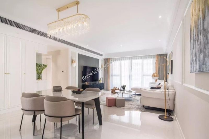 现代简约风格三居102平餐厅装修图