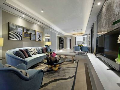 华美达广场三居106平现代风格装修案例