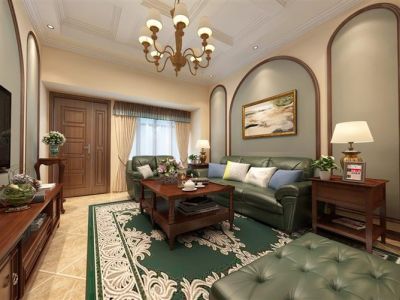 彩叠园美式风格128平米三居室装修案例