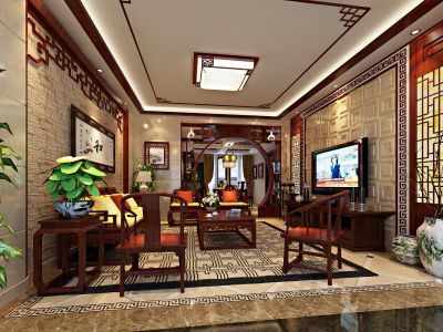 帝景湾280平米中式别墅装修案例